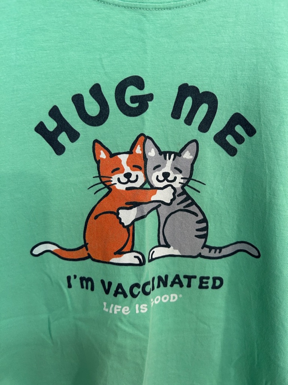 Life Is Good Green 'Hug Me' Cat Graphic Tee - Picture 2 of 5